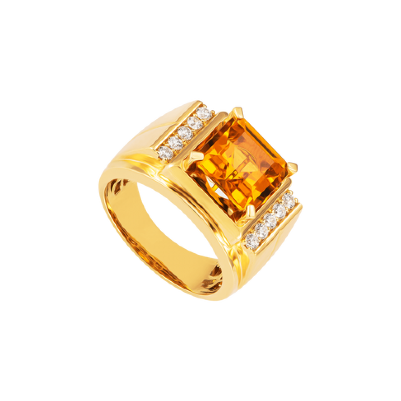 Nhẫn Nam Vàng 18K đính đá Citrine