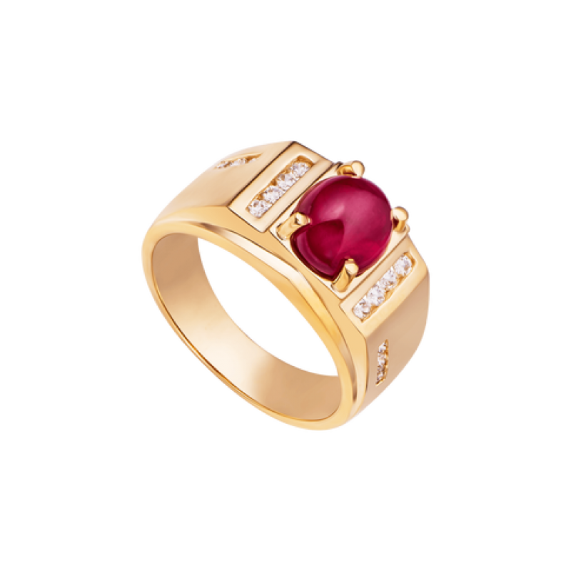 Nhẫn Nam Vàng 18K đính đá Ruby