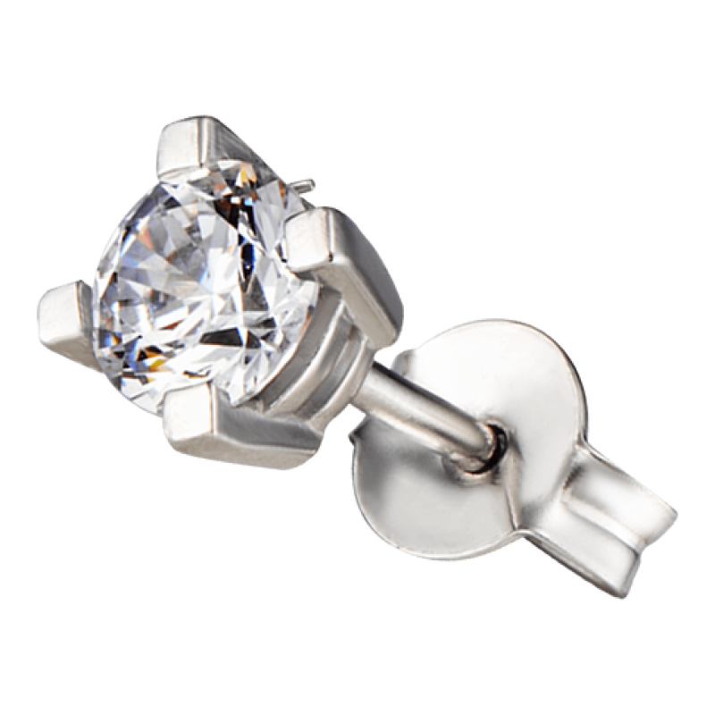 Bông tai nam bạc đính đá 014