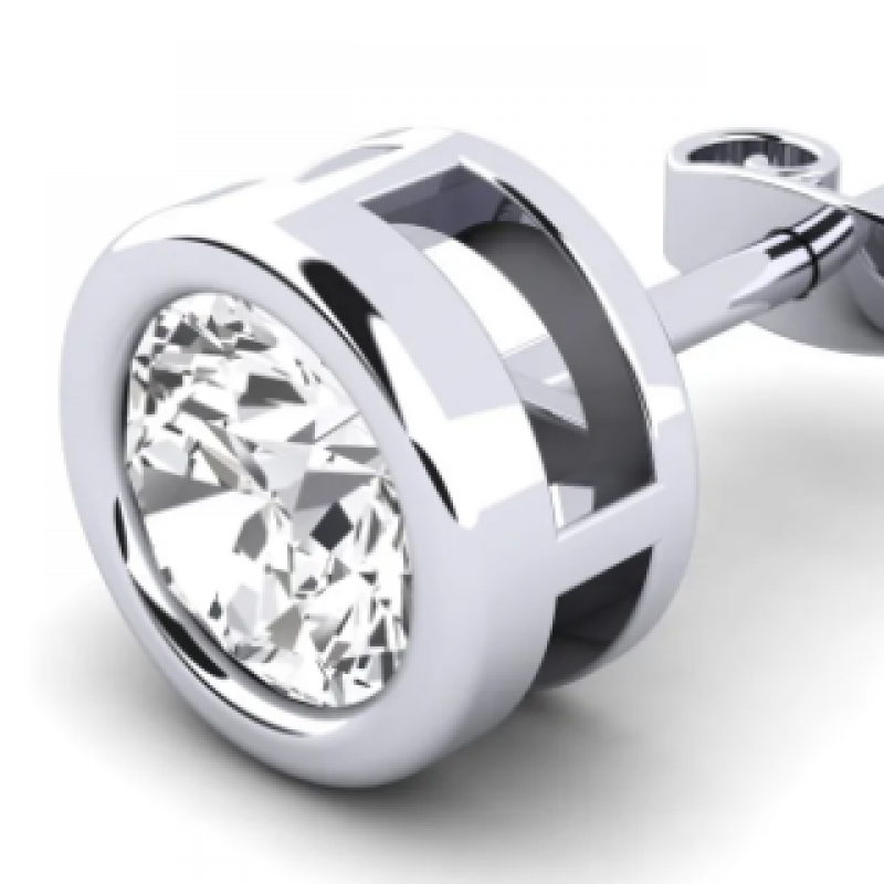 Bông tai nam bạc đính đá Sapphire trắng