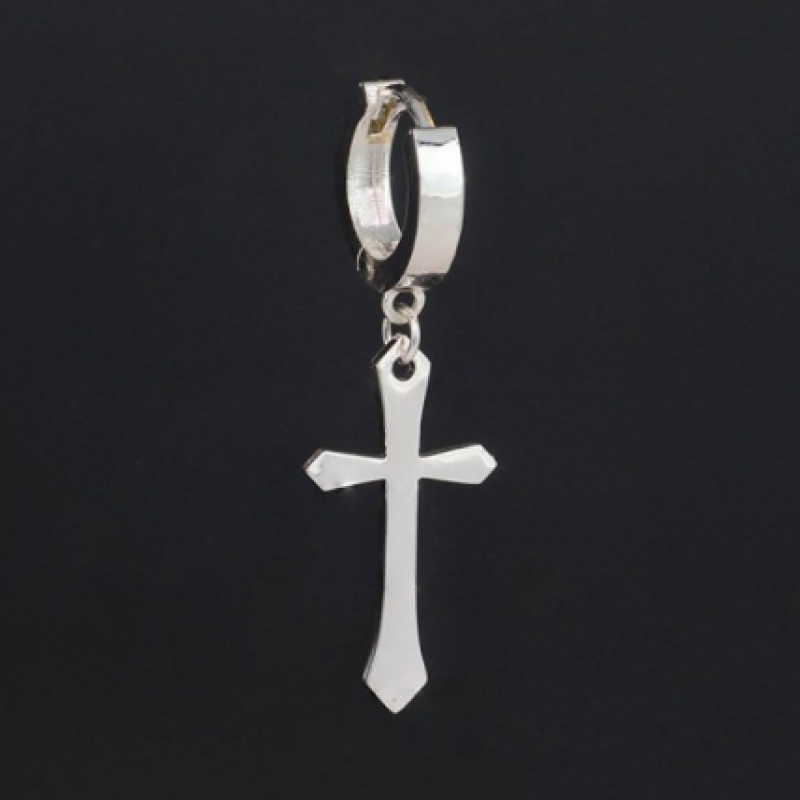 Bông tai bạc nam hình thánh giá cá tính